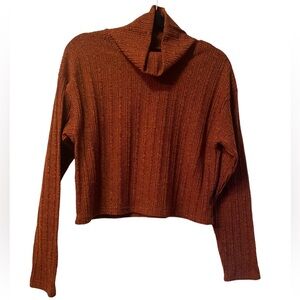 Shein woman’s deep rust colored cowl neck, short sweater, size large